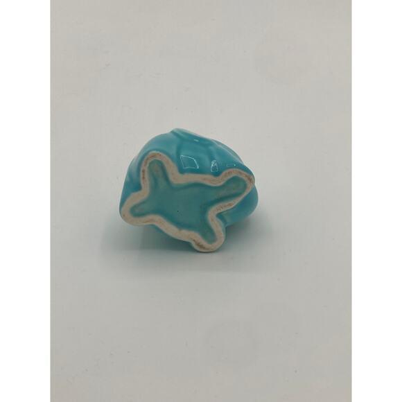 Vintage Aqua Elephant Planter Mini Ceramic Trunk Up Lucky Charm - Picture 5 of 5